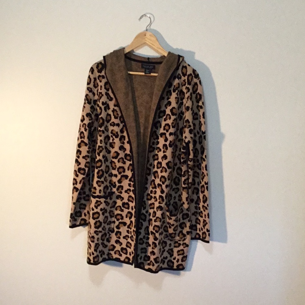 Rachel Zoe leopard cardigan size XL EUC